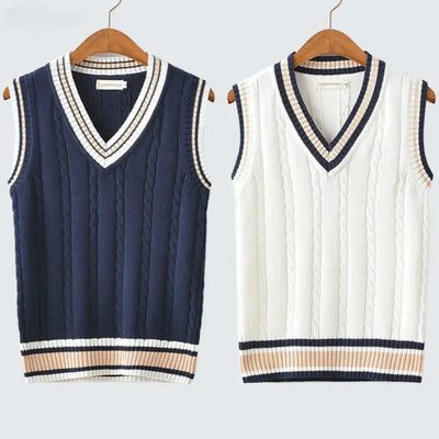 Christof - Pull en tricot sans manches à col en V pour hommes