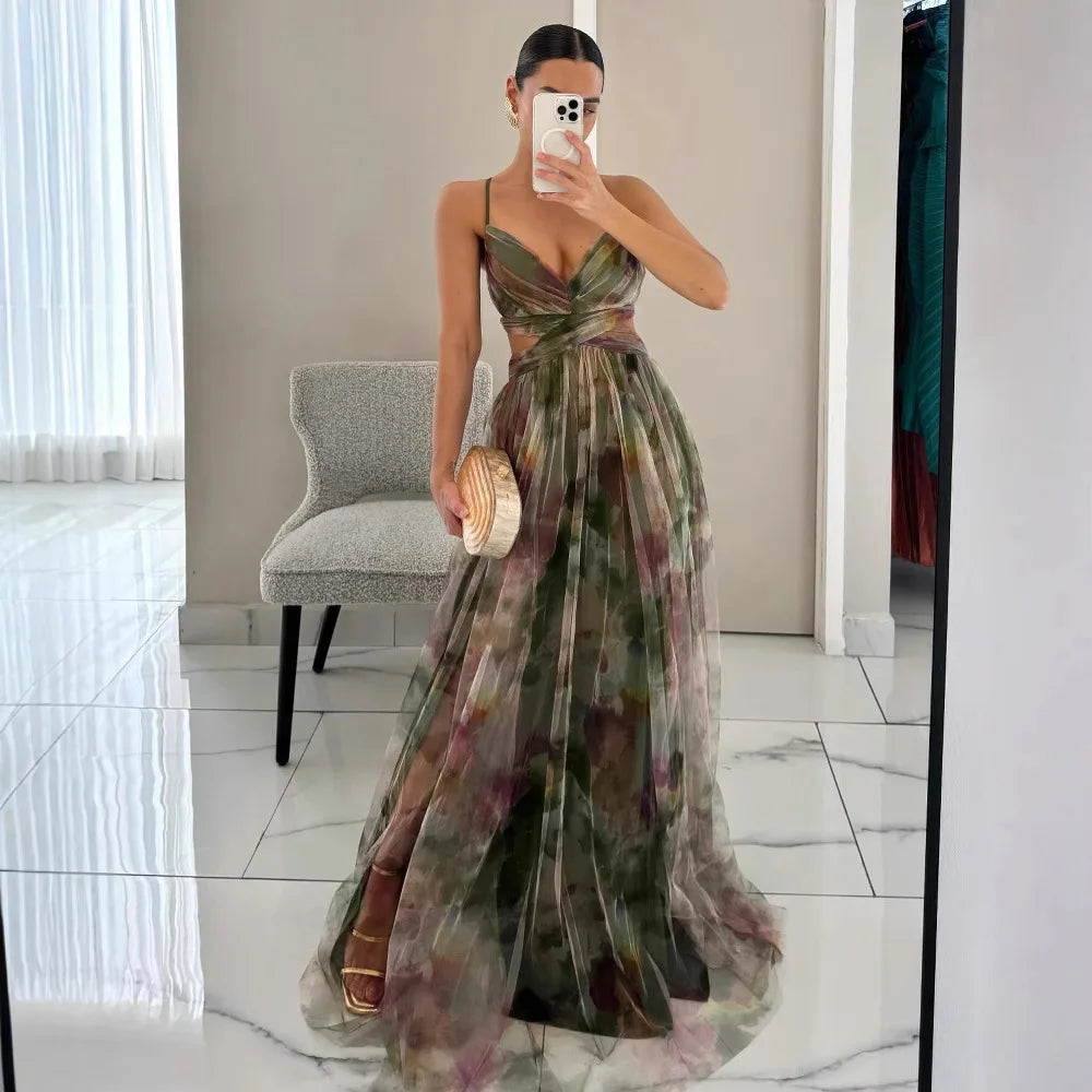 Maxi robe avec tulle délicat | Elégance & légèreté | Coupe fluide