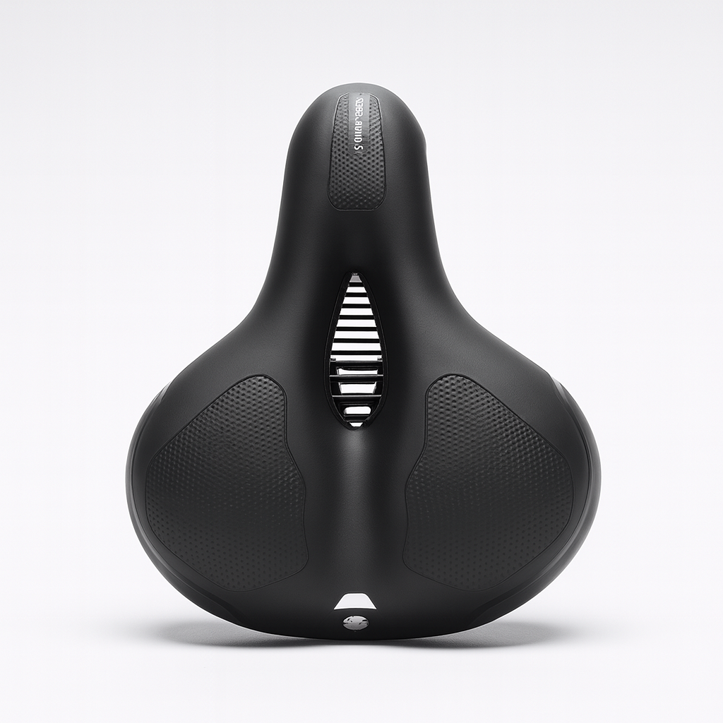 White Ergonomic bicycle saddle