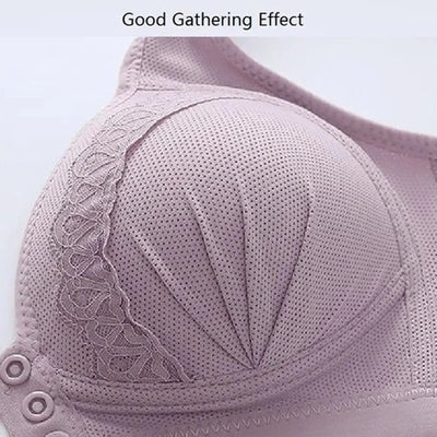 Soutien-gorge violet avec effet rassembleur, dentelle délicate, tissu respirant, design ergonomique, confort optimal, lingerie féminine élégante.