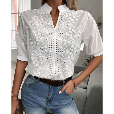 Blouse à manches bouffantes pour femmes | Blanc