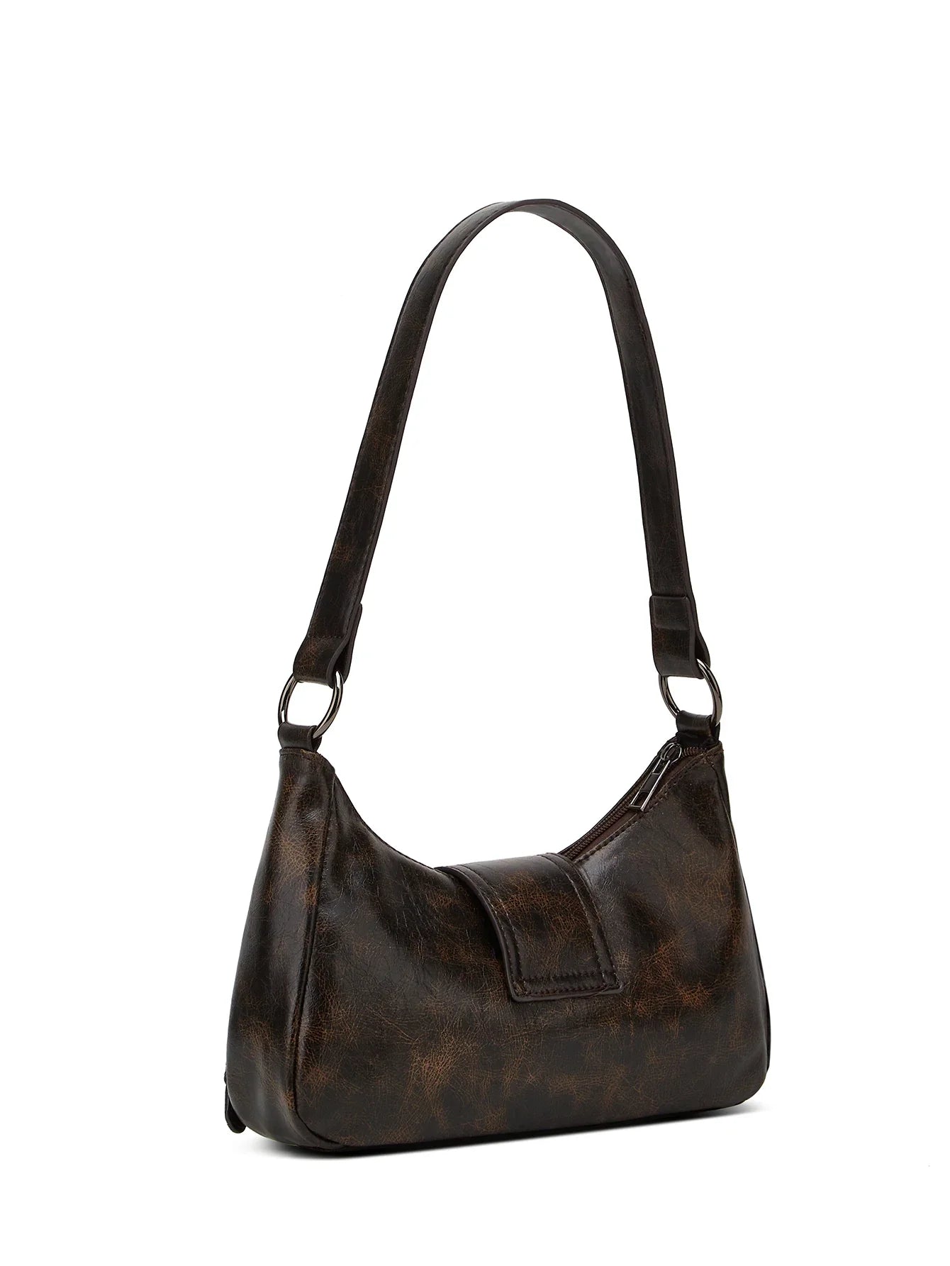 Sac à main en cuir marron foncé, design élégant, bandoulière ajustable, style vintage, accessoire mode femme, idéal pour sorties et occasions spéciales.