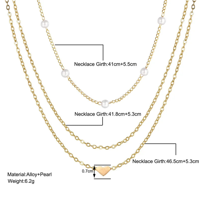 Lily | 3-layer gold and silver necklace with heart or cross pendant
