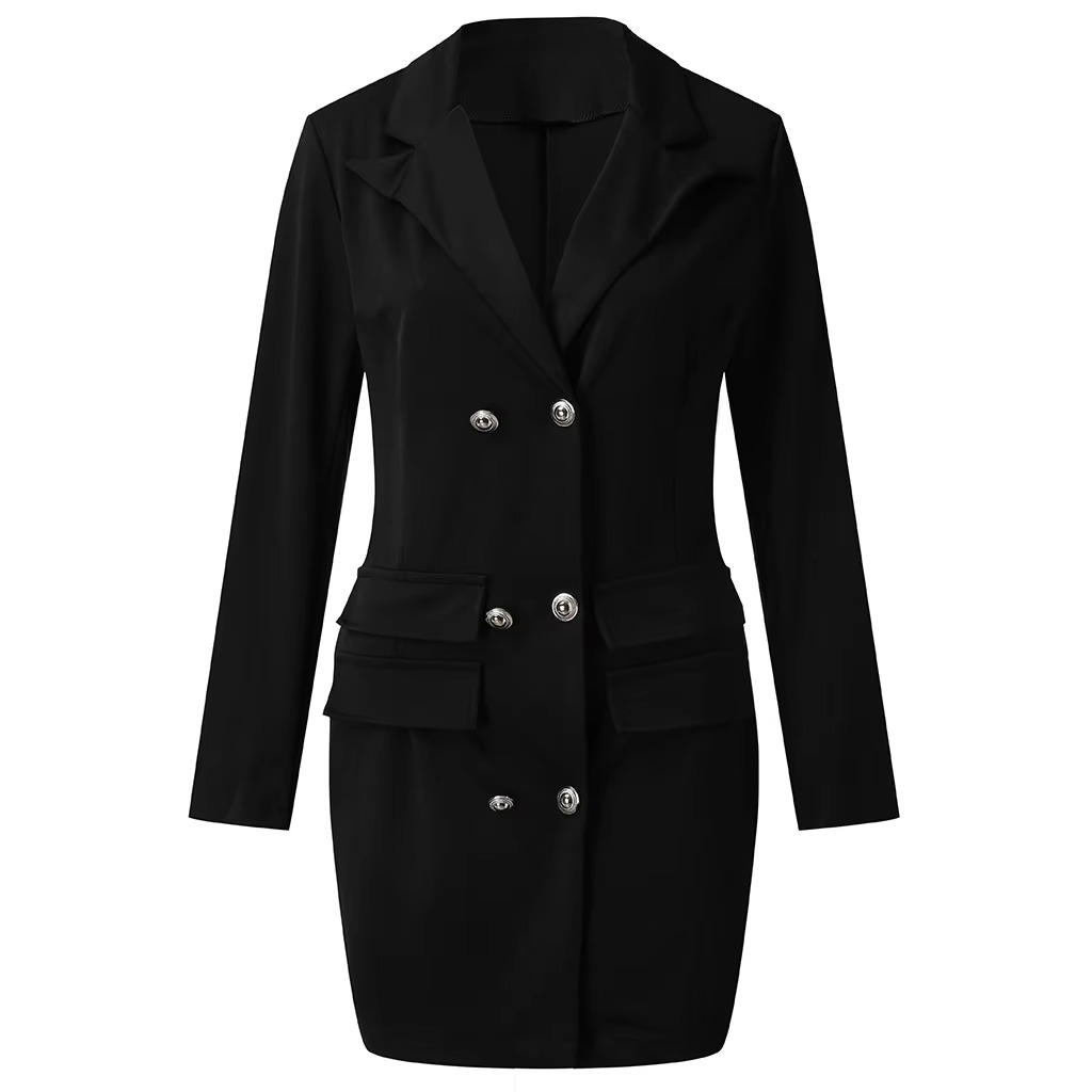 Robe blazer élégante et stylée avec boutons et poches pour femmes | Idéal pour toutes les saisons
