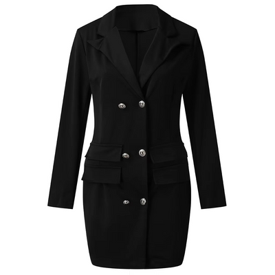 Robe blazer élégante et stylée avec boutons et poches pour femmes | Idéal pour toutes les saisons