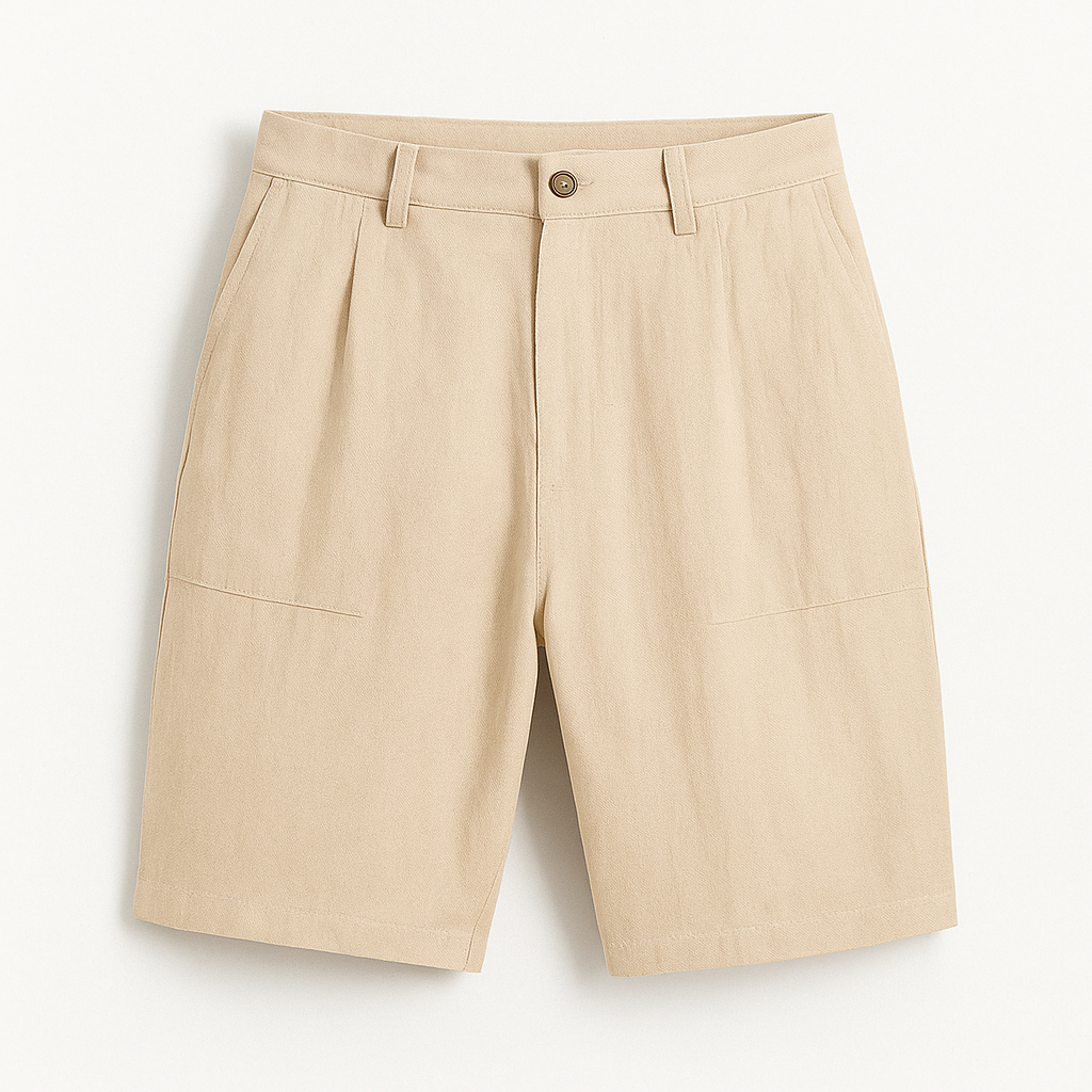 Khaki Men Linen Short