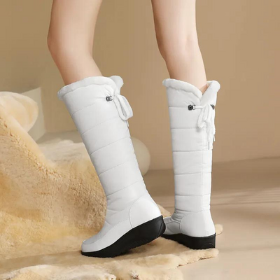 Bottes d'hiver pour femmes avec doublure en fourrure - à hauteur du genou et chaudes pour les jours de neige