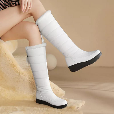 Bottes d'hiver pour femmes avec doublure en fourrure - à hauteur du genou et chaudes pour les jours de neige