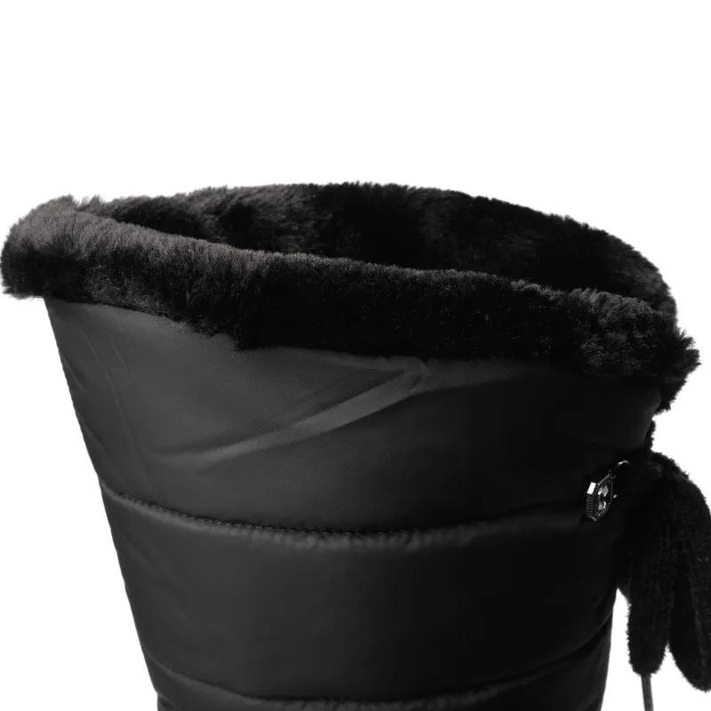 Bottes d'hiver pour femmes avec doublure en fourrure - à hauteur du genou et chaudes pour les jours de neige