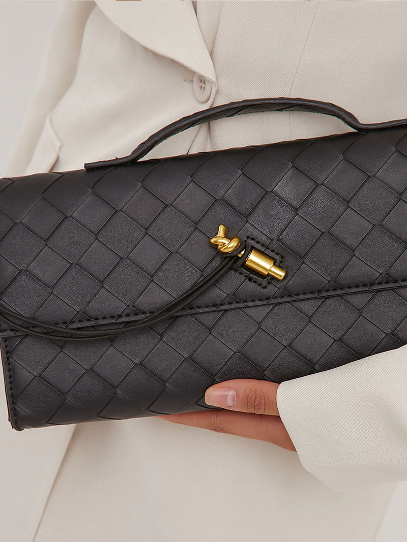 Luna - Sac à main tissé de luxe avec fermeture en or