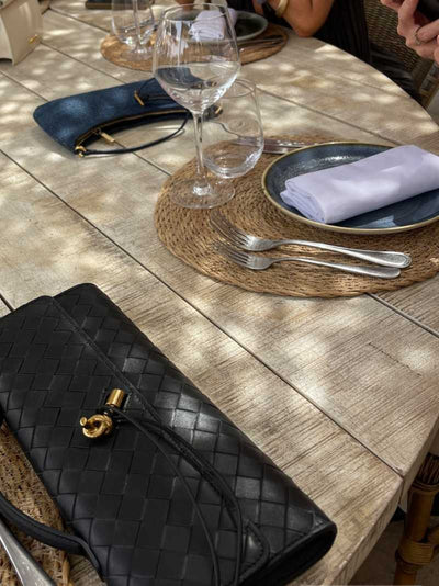Luna - Sac à main tissé de luxe avec fermeture en or