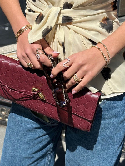 Luna - Sac à main tissé de luxe avec fermeture en or
