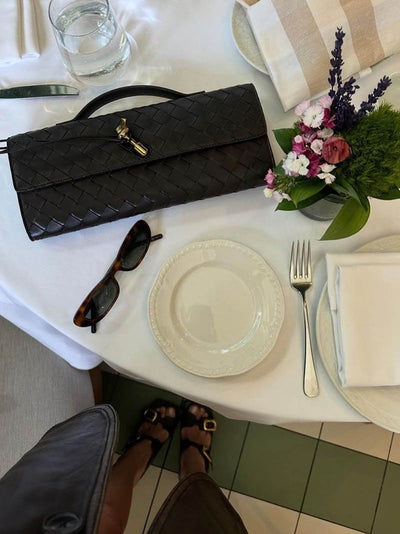 Luna - Sac à main tissé de luxe avec fermeture en or