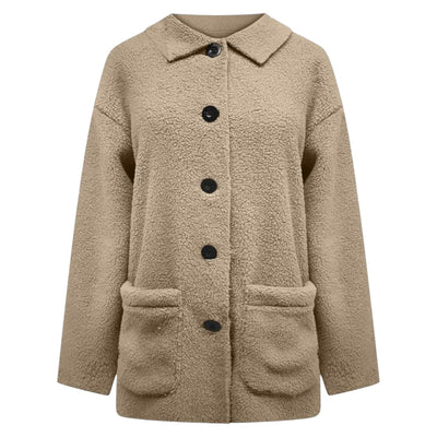 Manteau d'hiver doux pour femmes avec patte de boutonnage et doublure câline