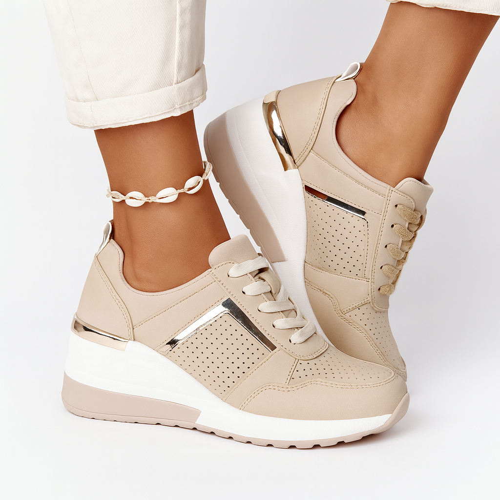 Brown high-top sneakers for women