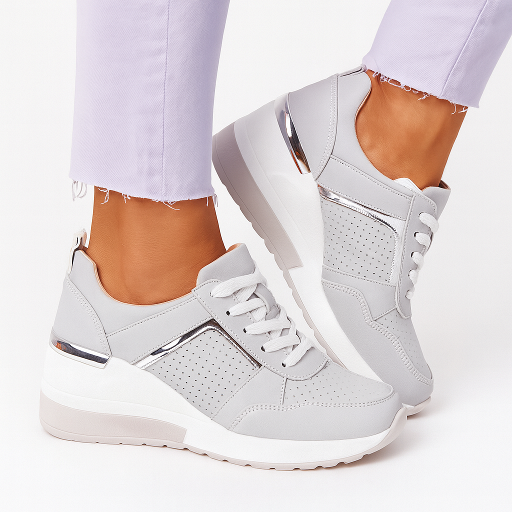 Gray high-top sneakers for women