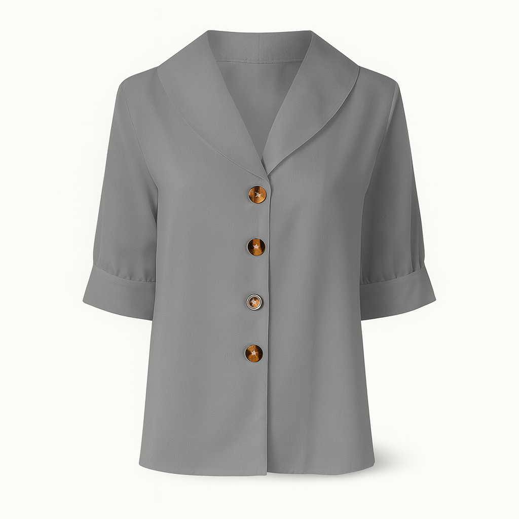 Gray Woman's linen top for autumn