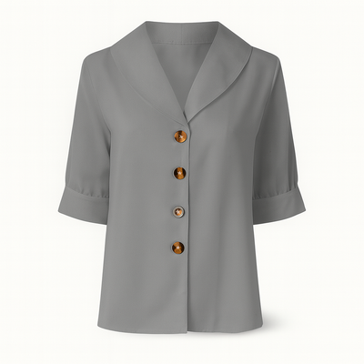 Gray Woman's linen top for autumn