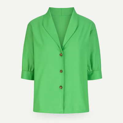 Green Woman's linen top for autumn
