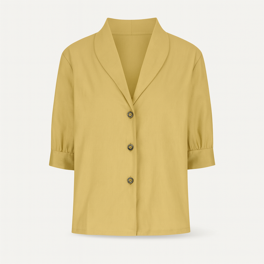 Yellow Woman's linen top for autumn