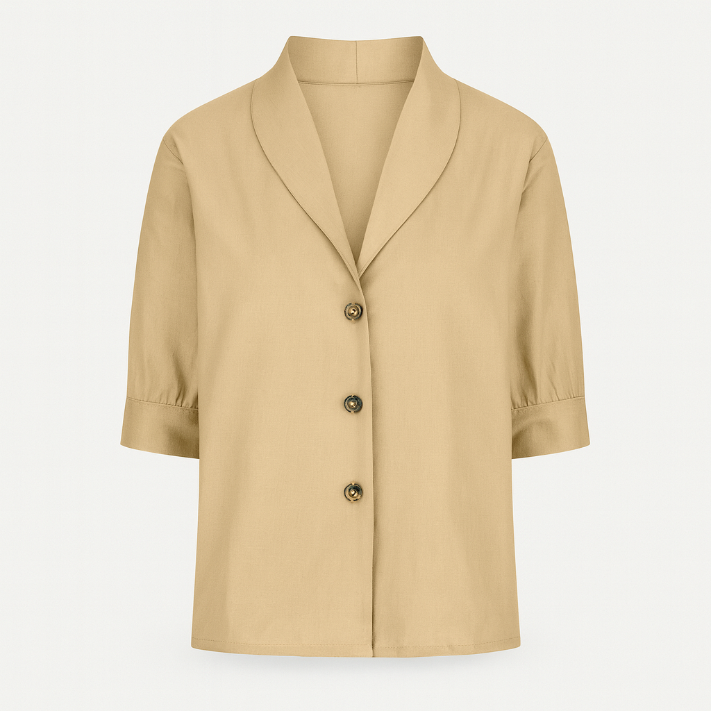 Beige Woman's linen top for autumn