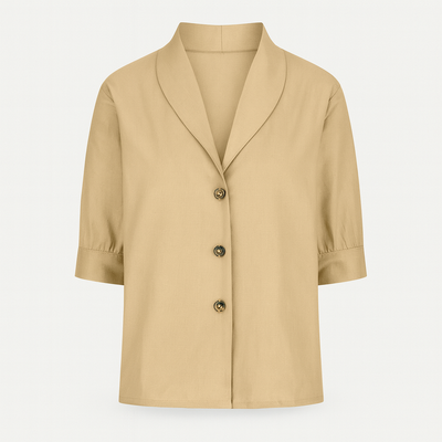 Beige Woman's linen top for autumn