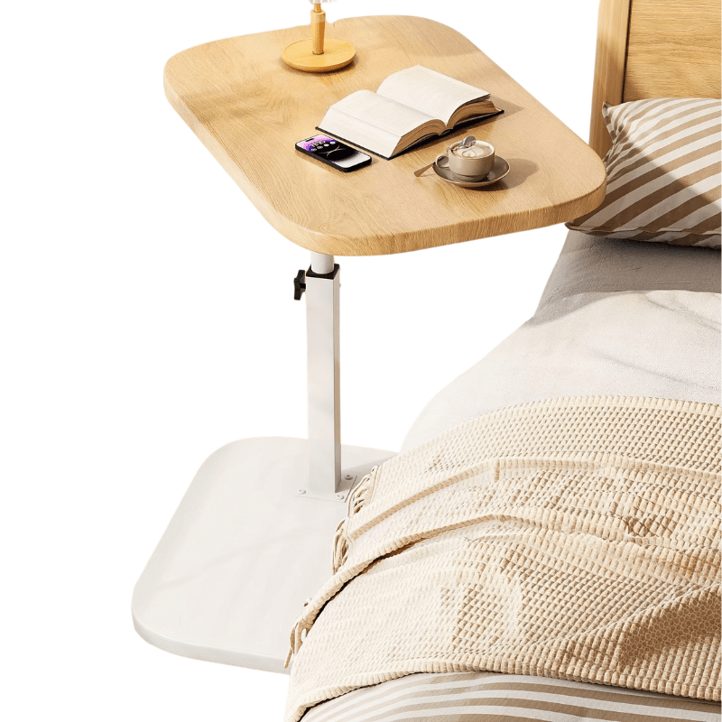 ADJUSTA - Table d'appoint réglable avec plateau en bois et structure en métal
