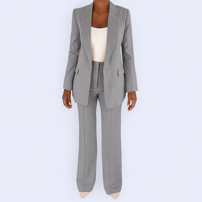 Gray Woman's Blazer and Pants Set