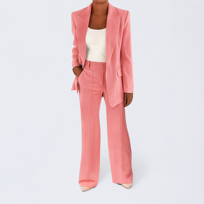 Pink Woman's Blazer and Pants Set
