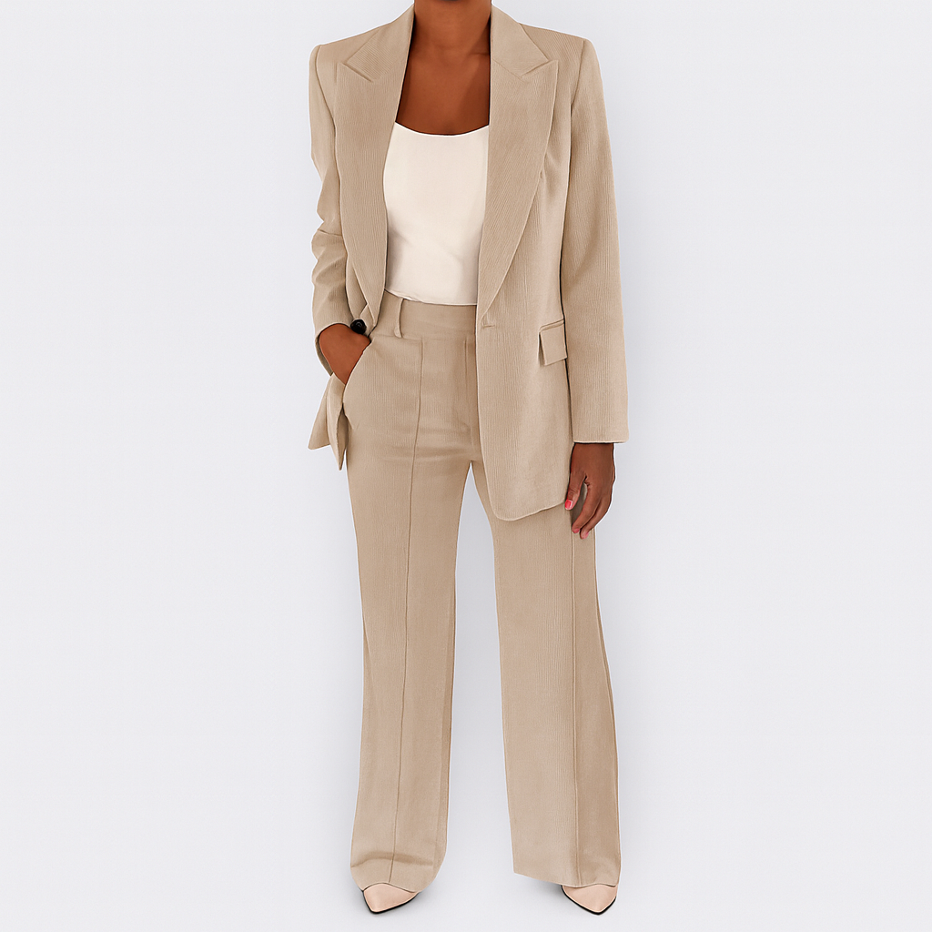 Khaki Woman's Blazer and Pants Set