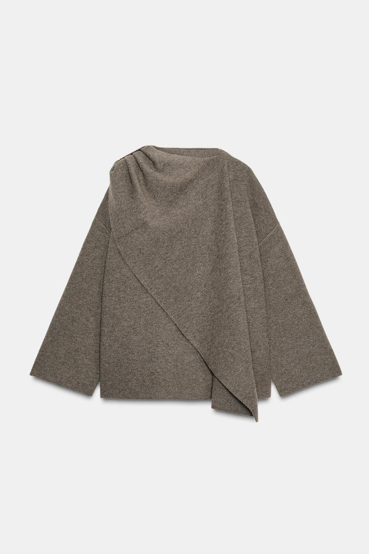 Gray supple cape jacket for women