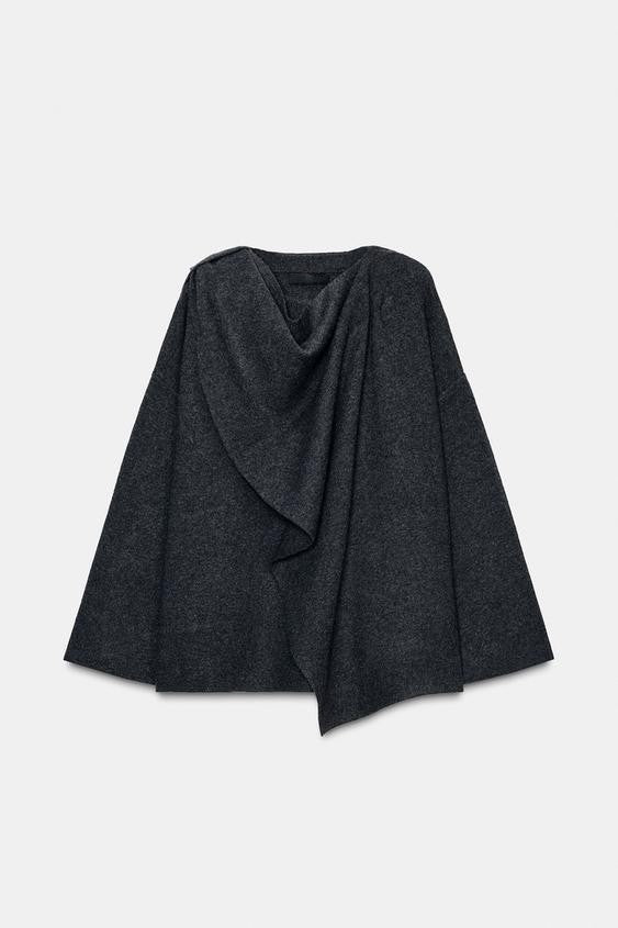 Black supple cape jacket for women