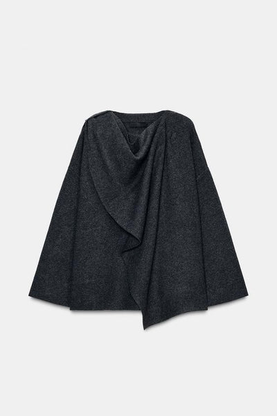 Black supple cape jacket for women
