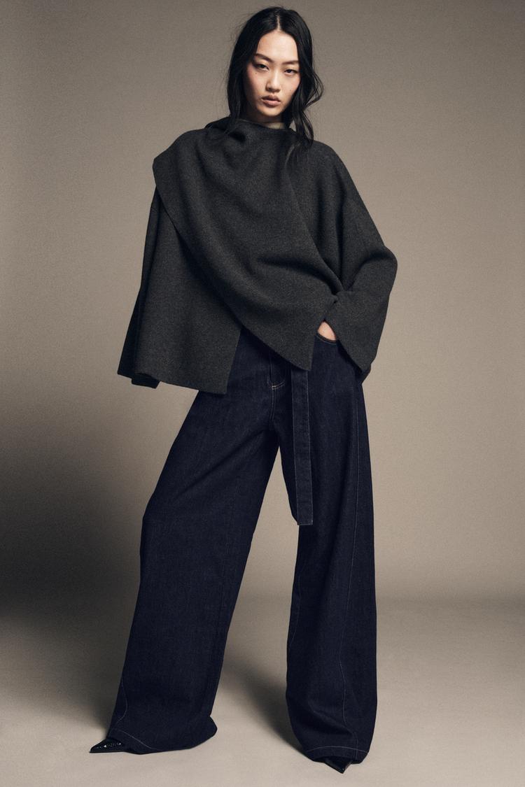 Black supple cape jacket for women