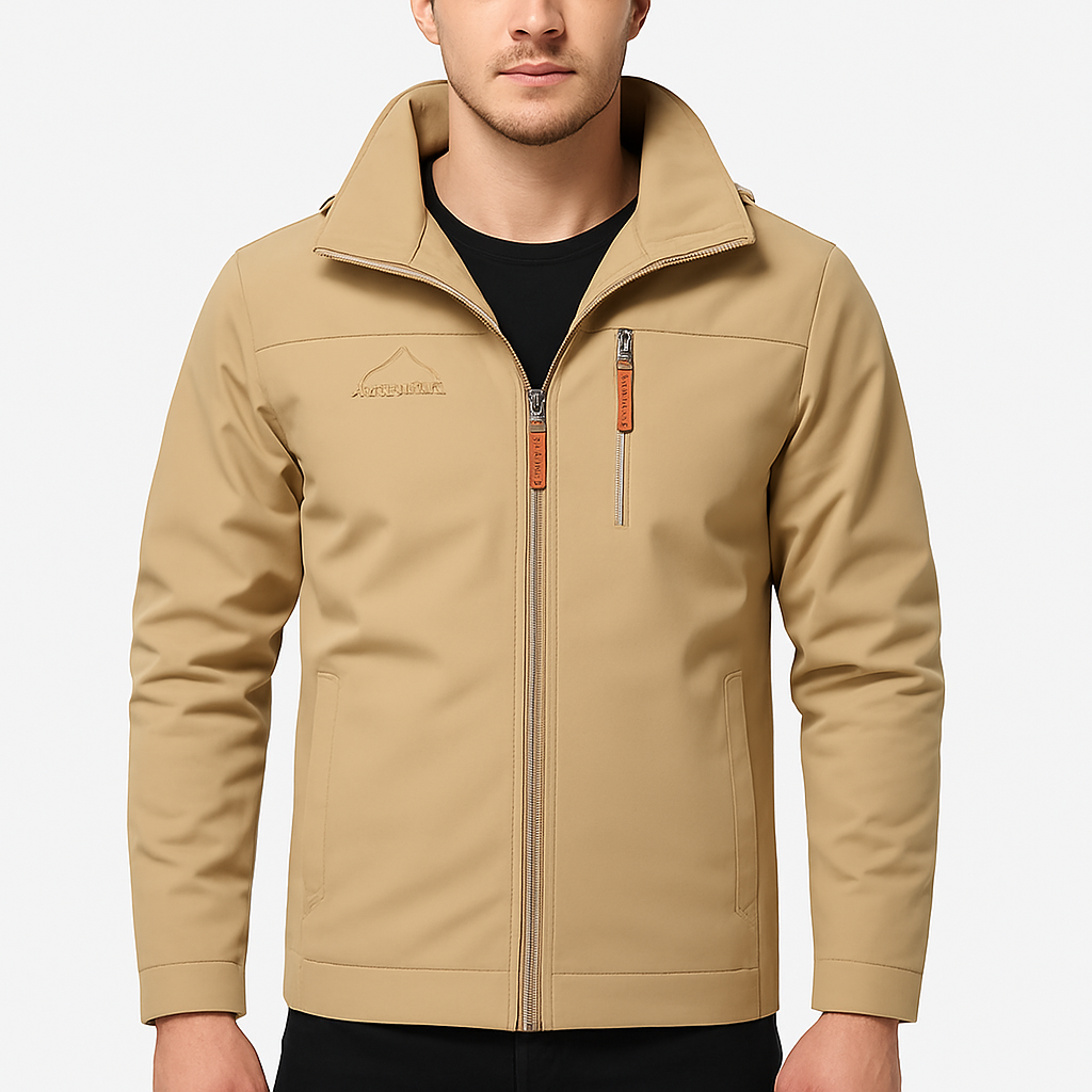 Men's autumn outer jacket with water-repellent layer and sporty zip closure