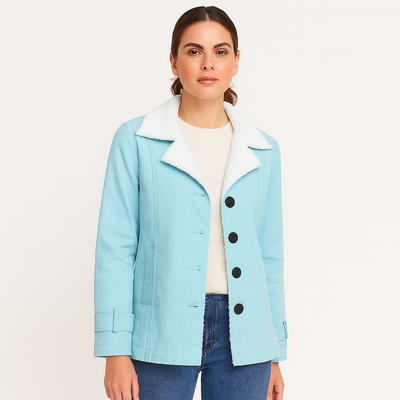 Women's warm lined winter jacket with notched lapels