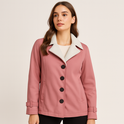 Women's warm lined winter jacket with notched lapels