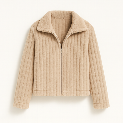 Beige Women's Long Fleece Jacket