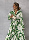 Élégante maxi-robe à manches longues et décolleté en V - fluide & chic