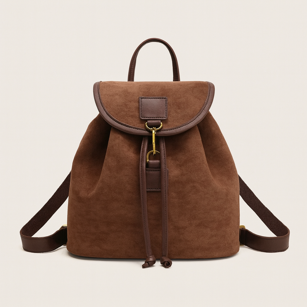 Brown retro backpack for women