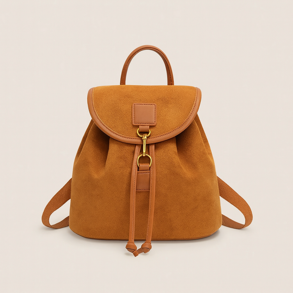 Light Brown retro backpack for women
