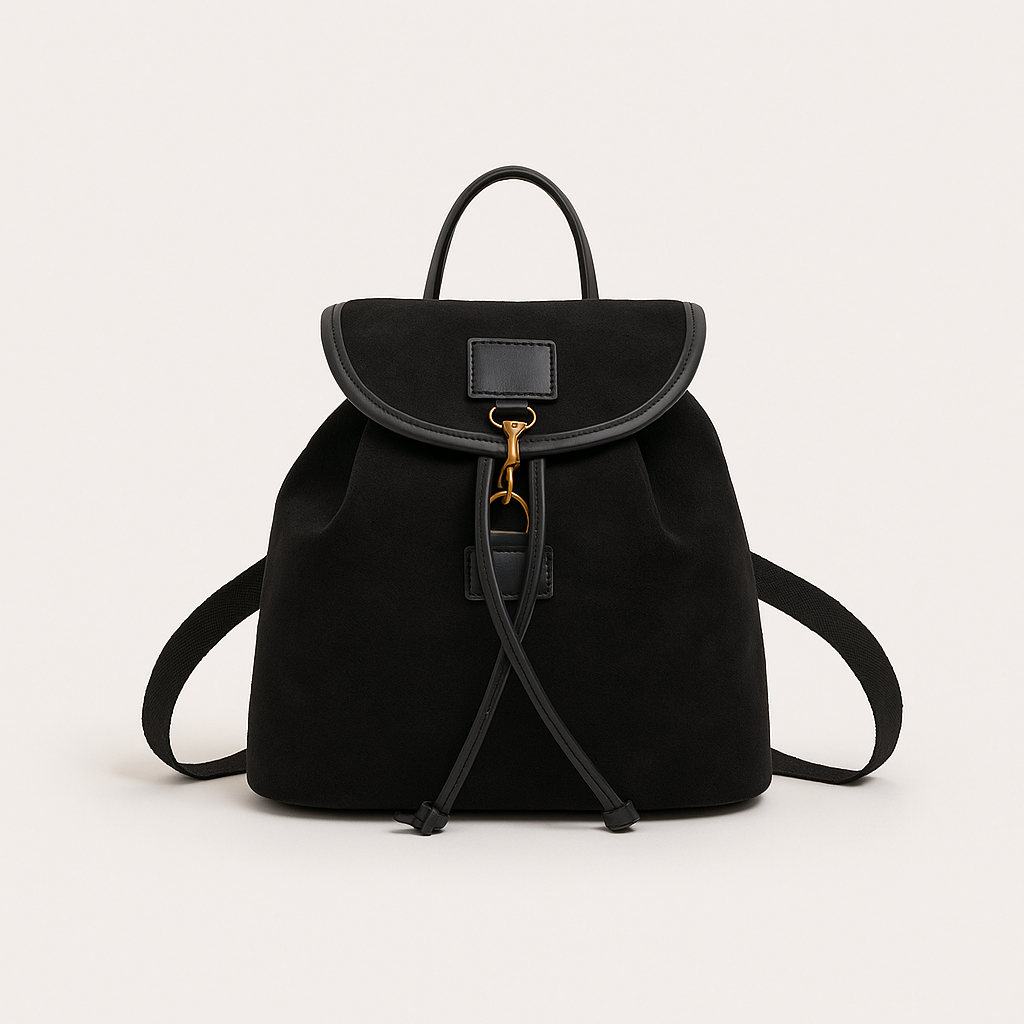 Black retro backpack for women