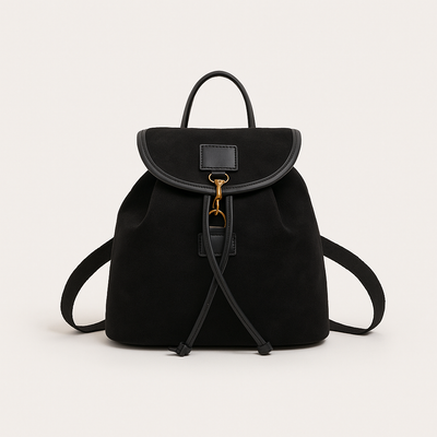 Black retro backpack for women