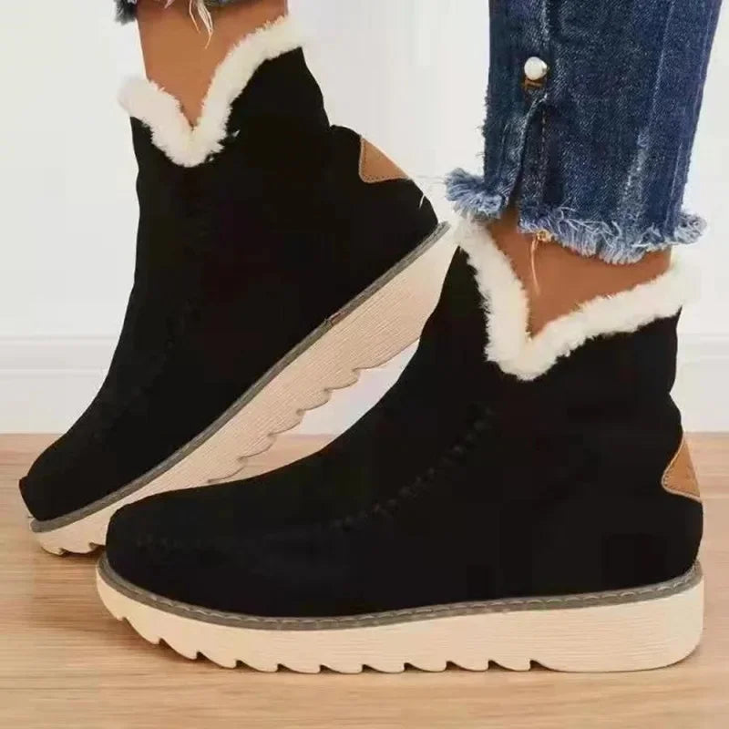 Botas de invierno de mujer con suela gruesa, cómodas y cálidas.
