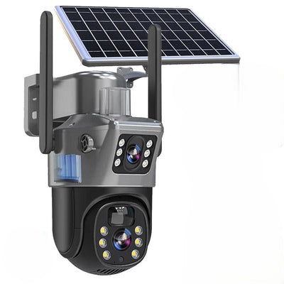 FORTICAM 4K - Caméra de sécurité sans fil alimentée par énergie solaire avec double objectif et vision nocturne