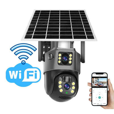 FORTICAM 4K - Caméra de sécurité sans fil alimentée par énergie solaire avec double objectif et vision nocturne