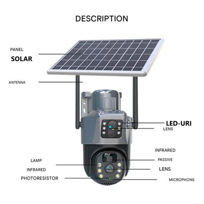 FORTICAM 4K - Caméra de sécurité sans fil alimentée par énergie solaire avec double objectif et vision nocturne