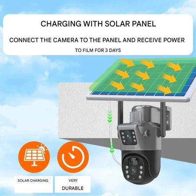 FORTICAM 4K - Caméra de sécurité sans fil alimentée par énergie solaire avec double objectif et vision nocturne