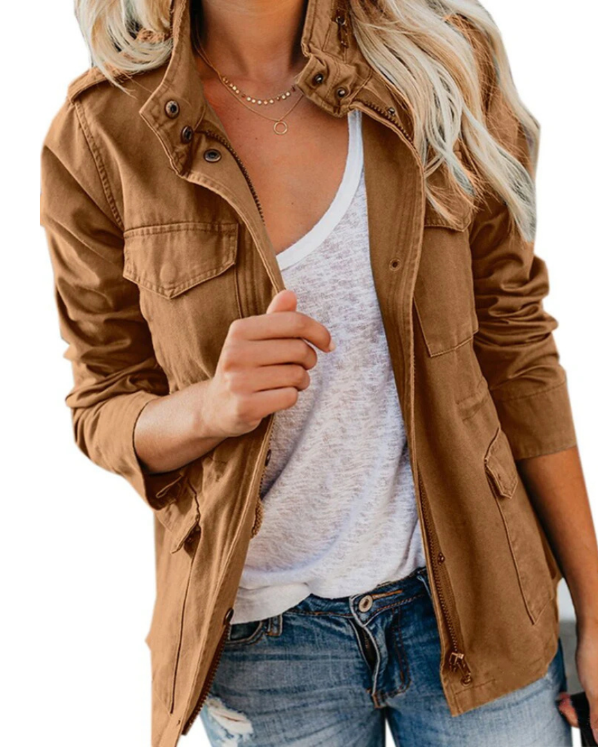 Veste utilitaire légère pour femmes, longueur de taille décontractée