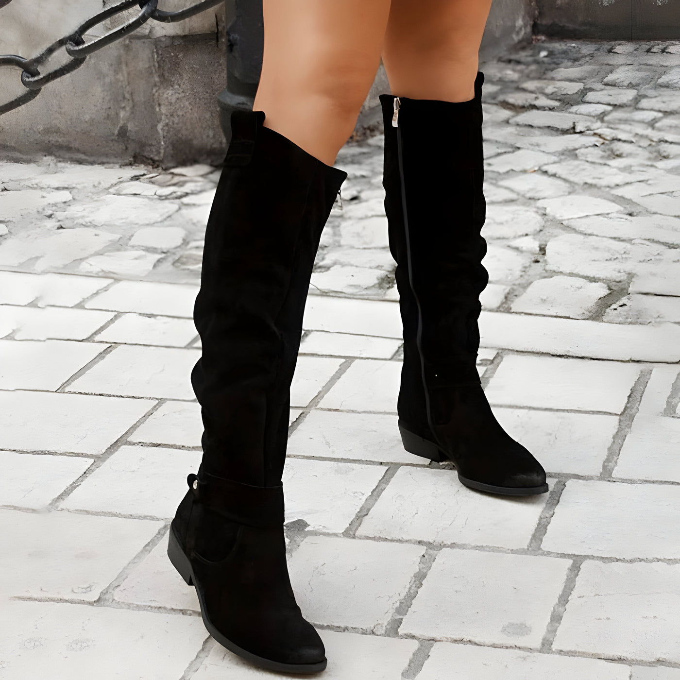 Botas clásicas de cuero hasta la rodilla para mujer